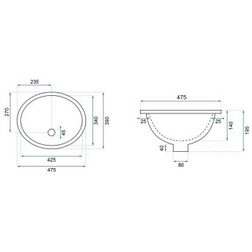 Lavoar Nel Gold ceramica sanitara - 47,5 cm