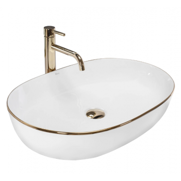 Lavoar pe blat REA Cleo Gold Edge Alb 60 cm