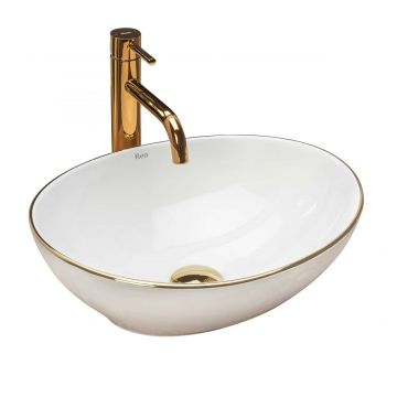 Lavoar pe blat REA Sofia 41 cm Alb Gold Edge Lucios