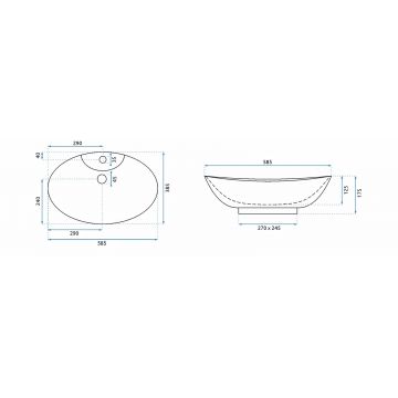 Lavoar Rosa 2 alb ceramica sanitara - 58,5 cm