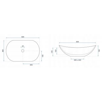 Lavoar Royal Marmura negru mat ceramica - 60,5 cm