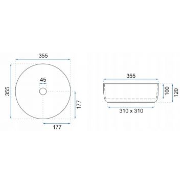 Lavoar Sami Aiax marmura ceramica sanitara - 35,5 cm