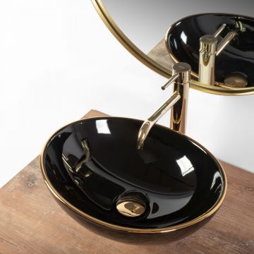 Lavoar Sofia negru lucios gold edge ceramica - 41 cm 