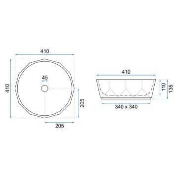 Lavoar Vista ceramica sanitara alb - 41 cm