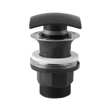 Ventil lavoar Click-Clack Ferro negru mat capac patrat cu preaplin