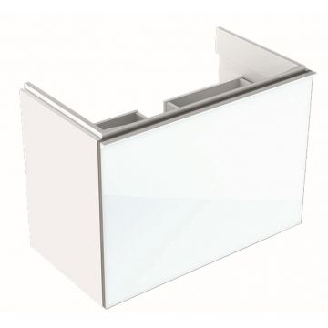Dulap baza Geberit Acanto 74x41.6cm cu un sertar sticla alba corp alb lucios