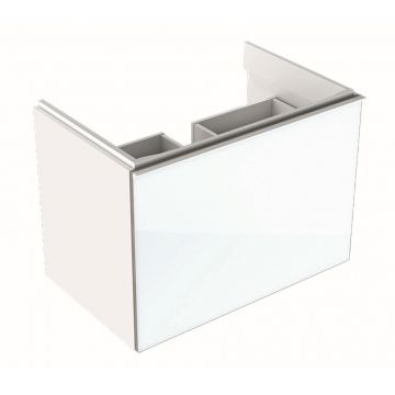 Dulap baza Geberit Acanto 74x47.5cm cu un sertar sticla alba corp alb lucios