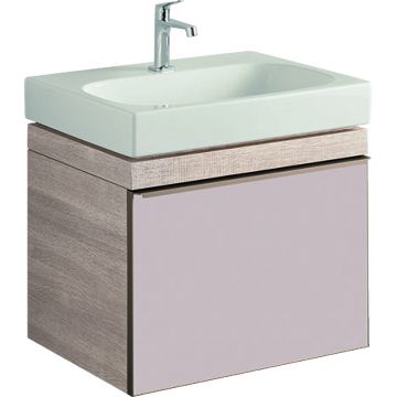 Dulap baza Geberit Citterio 58.4cm cu un sertar sticla taupe corp stejar bej