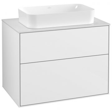 Dulap baza suspendat Villeroy & Boch Finion 80x60x50cm tip blat Glossy White Laquer / Glass White Matt