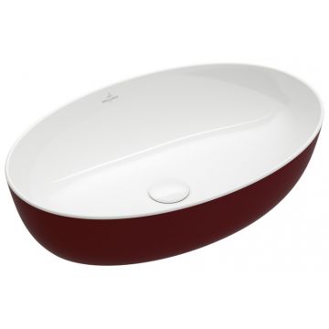 Lavoar tip bol Villeroy & Boch Artis 61x41cm fara orificiu baterie fara preaplin montare pe blat Bordeaux