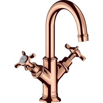 Baterie lavoar Hansgrohe Axor Montreux 160 ventil pop-up red gold lustruit