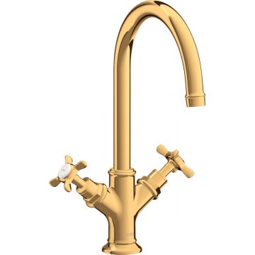 Baterie lavoar Hansgrohe Axor Montreux 210 ventil pop-up gold optic lustruit