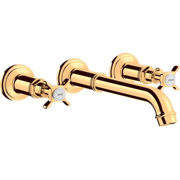 Baterie lavoar Hansgrohe Axor Montreux cu pipa 165-225mm din 3 elemente necesita corp ingropat gold optic lustruit