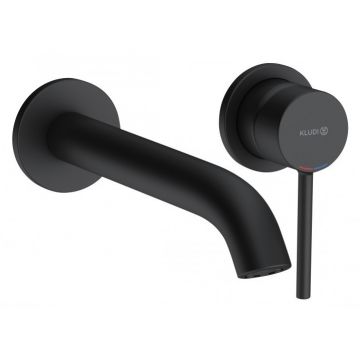 Baterie lavoar Kludi Bozz de perete negru mat pipa 230mm necesita corp ingropat