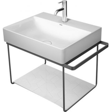 Consola metalica suspendata pentru lavoar Duravit DuraSquare 665x451mm cu port-prosop reversibil fara raft negru mat