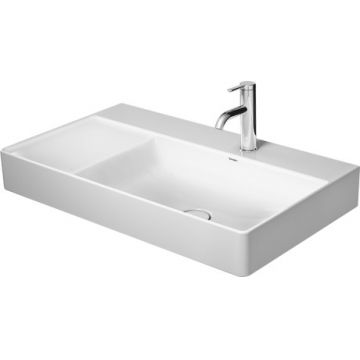 Lavoar Duravit DuraSquare 80x47 cm cuva dreapta fara preaplin cu capac ceramic pentru ventil inclus si finisaj suplimentar