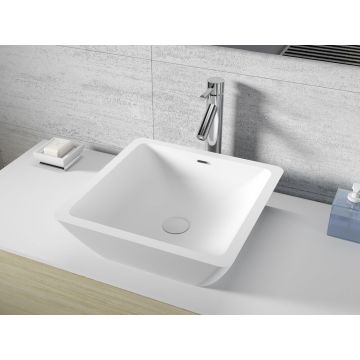 Lavoar patrat Riho Avella 42x42cm Solid Surface alb mat