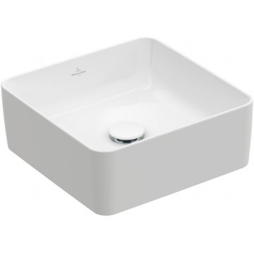 Lavoar tip bol Villeroy & Boch Collaro 38x38cm patrat fara orificiu baterie fara preaplin alb