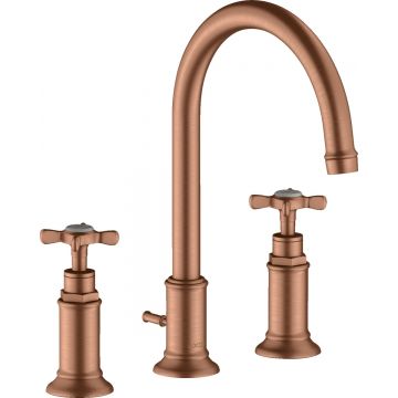 Baterie lavoar Hansgrohe Axor Montreux 180 din 3 elemente ventil pop-up red gold periat