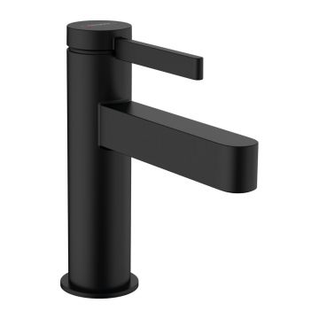 Baterie lavoar Hansgrohe Finoris 100 cu ventil Pop-Up negru mat