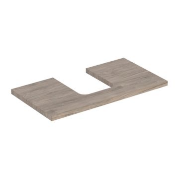 Blat pentru lavoar Geberit One cu decupaj in mijloc 75 cm nuc american Hickory