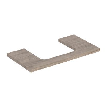 Blat pentru lavoar Geberit One cu decupaj in mijloc nuc american Hickory 90 cm