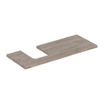 Blat pentru lavoar Geberit One cu decupaj in stanga 120 cm nuc american Hickory