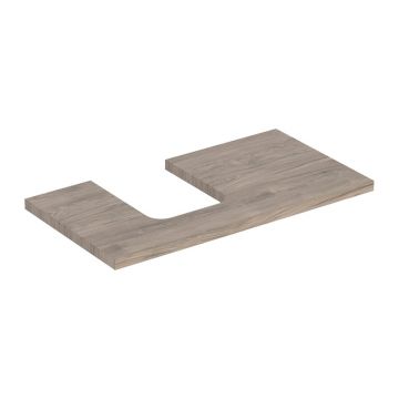 Blat pentru lavoar Geberit One cu decupaj in stanga 90 cm nuc american Hickory