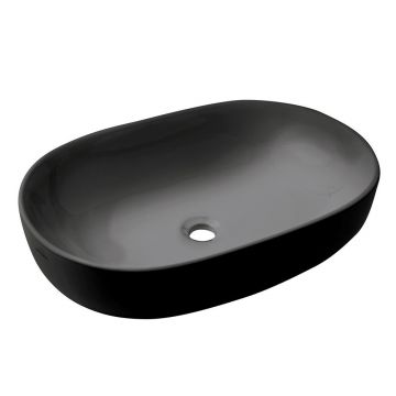 Lavoar pe blat Invena Teja oval 60 cm negru mat