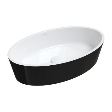 Lavoar pe blat Omnires Bari M+ Alb si Negru 50 cm
