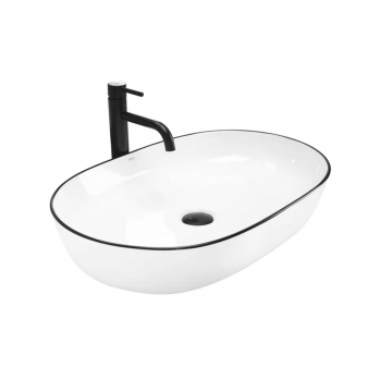 Lavoar pe blat REA Cleo Black Edge 61 cm Alb Lucios