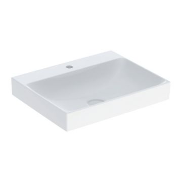 Lavoar pe mobilier Geberit One 60 cm alb lucios KeraTect cu orificiu baterie