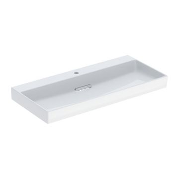 Lavoar pe mobilier Geberit One cu scurgere speciala 105 cm alb cu orificiu baterie