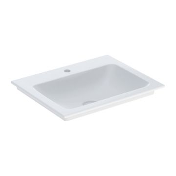 Lavoar pe mobilier Geberit One Slim 60 cm alb lucios KeraTect cu orificiu baterie